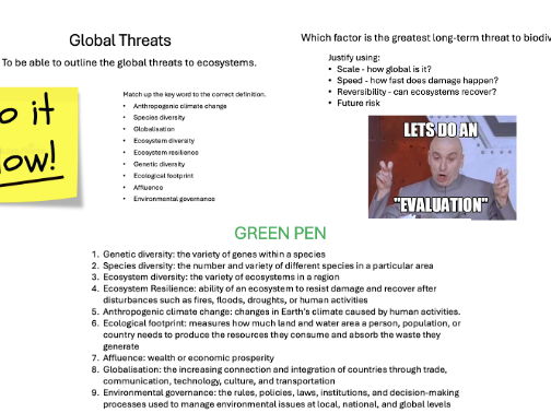 L7 Global Threats - Edexcel IA2 Geo Ecosystems