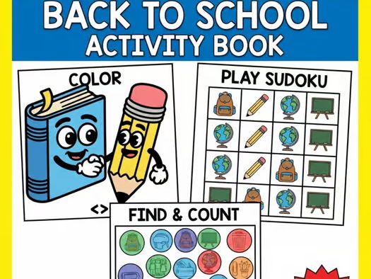 Back to School Activity Book | Coloring, I Spy, Sudoku | No Prep Printables
