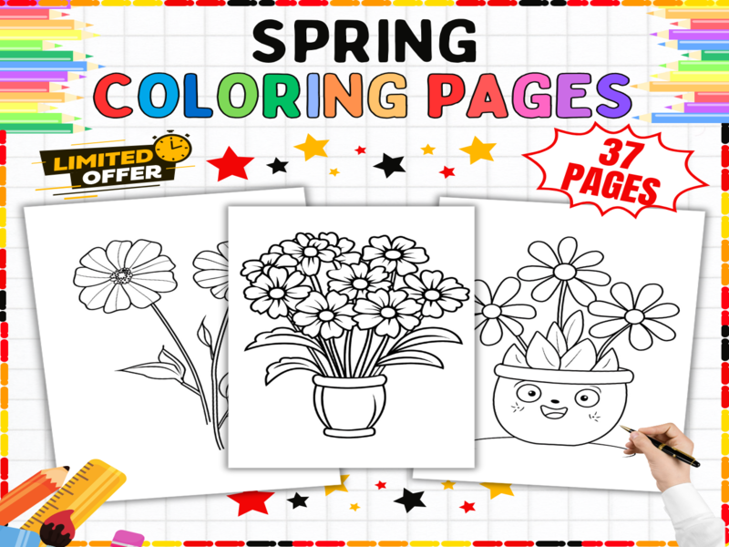 Spring Coloring Pages | Flower Colouring Sheets - Seasonal Nature Art Activities for Kids