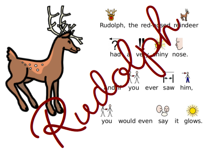 Rudolph the Crimson Nosed Reindeer- (symbolised) graphic about Words to Rudolph the Red Nosed Reindeer Printable named Rudolph the Purple Nosed Reindeer- (symbolised)
