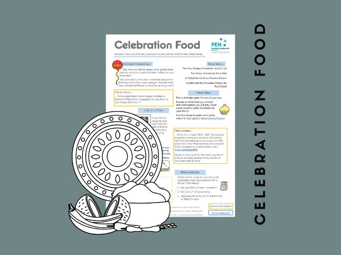 Celebration Food. An EYFS/KS1/KS2 Family Home Learning Sheet.