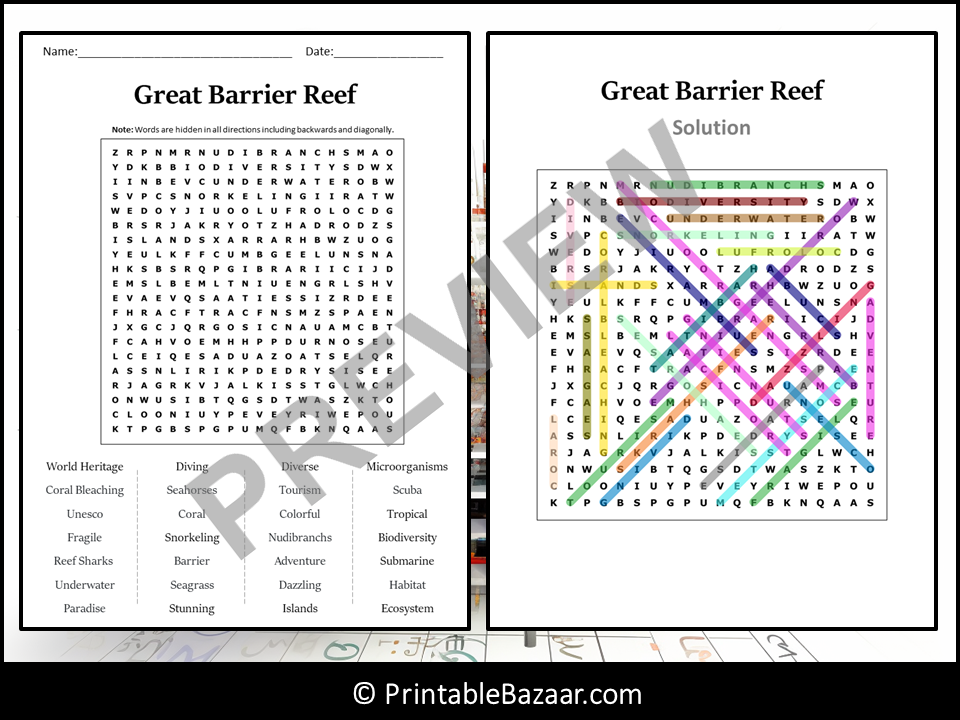Great Barrier Reef Word Search Puzzle Worksheet Activ vrogue.co