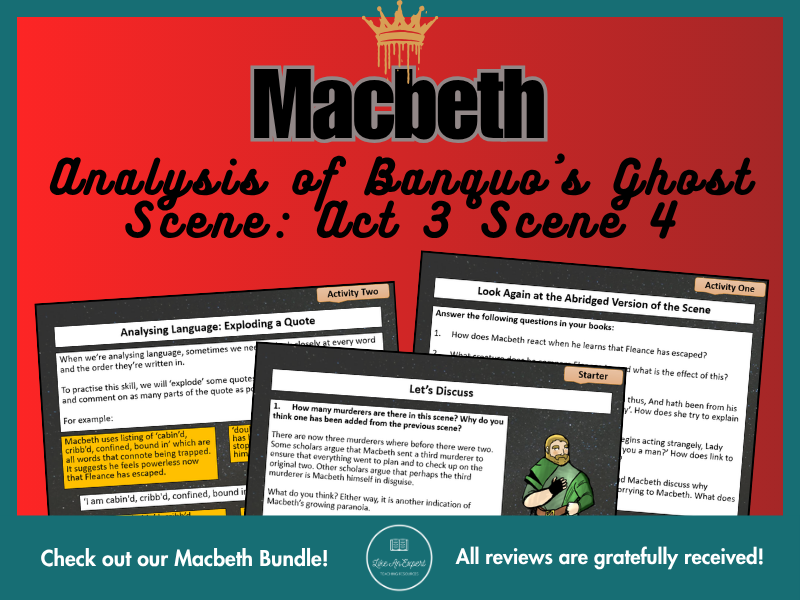 Macbeth Act 3, Scene 4: Banquo’s Ghost Analysis Lesson
