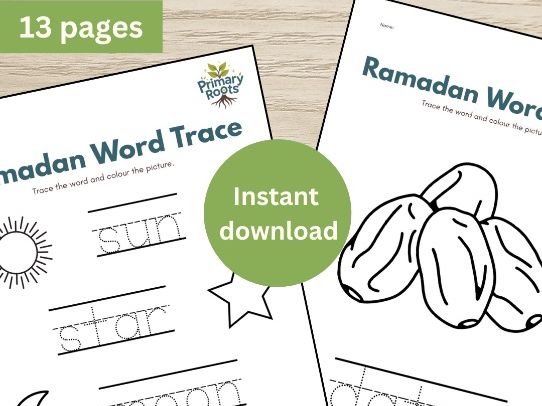 Ramadan Trace and Colour Worksheet