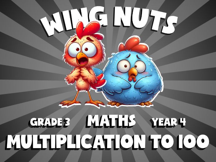 Multiplication to 100 WING NUTS Maths Game | No-Prep Year 4 Review Activity