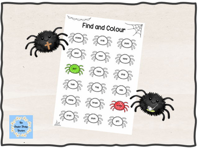 Catch a Spider, Find the Word! (Spider 4- and 5- Sound Phonics Activity)