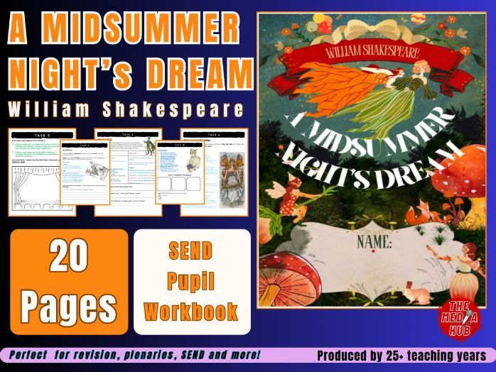 Shakespeare | A Midsummer Night's Dream | Pupil Workbook | LA &  SEND | KS3 KS2 KS4 English