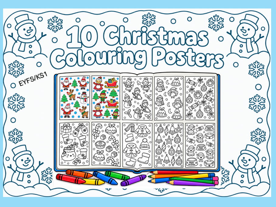 10 Christmas Colouring Posters EYFS/ KS1