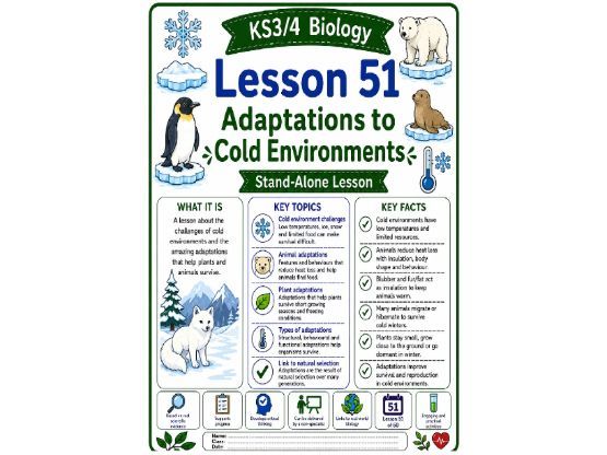 Adaptations to cold environments cover lesson (L51) Biology