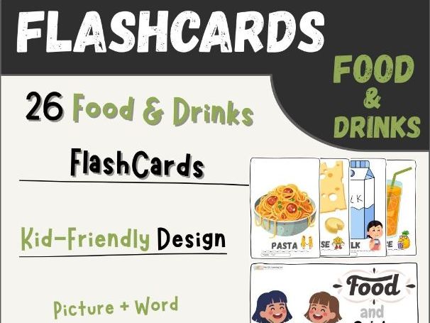 Food and Drinks Flashcards for ESL | Vocabulary for Kindergarten & Grade 1