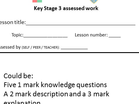 KS3 and KS4 generic assessment template