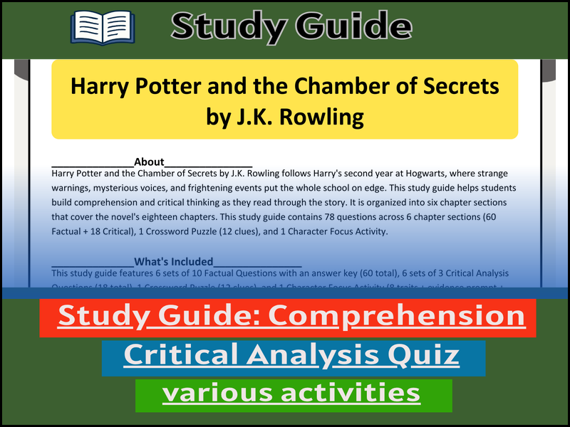 Study Guide for :Harry Potter and the Chamber of Secrets  & Comprehension Test