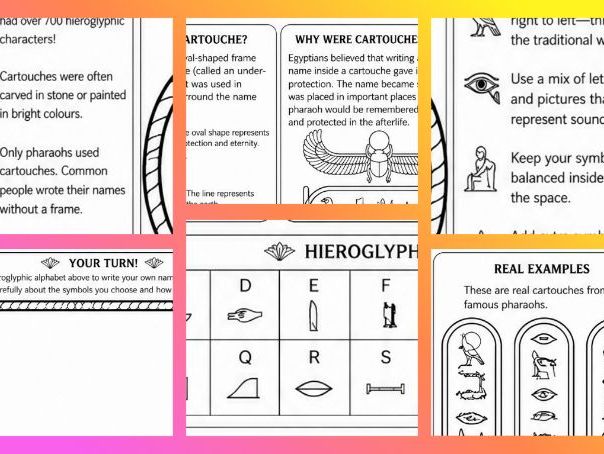 KS2 Ancient Egypt - Pharaohs: Cartouche Design Worksheet