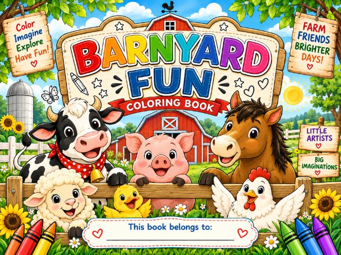 Farm Animals Coloring Pages | Barnyard Coloring Book for Kindergarten to 3rd Grade