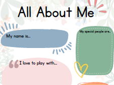All About Me Transition Sheet