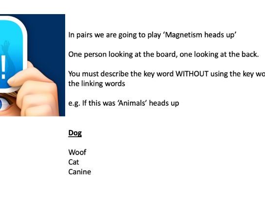 Magnetism key word game