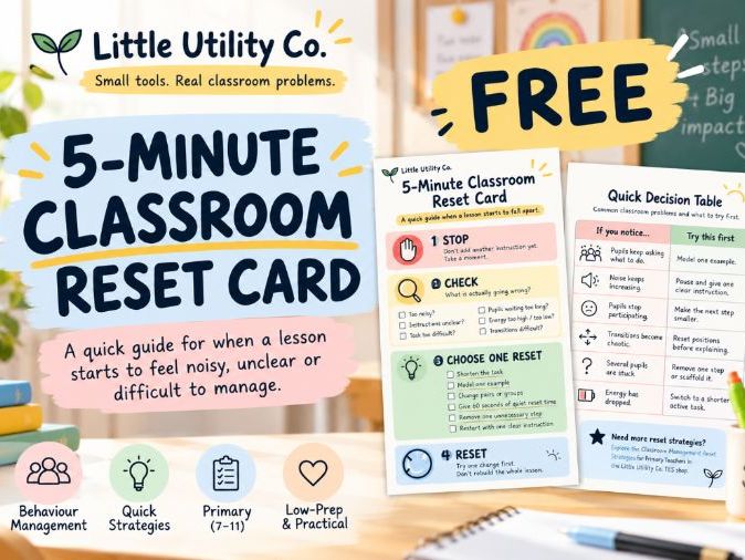 5-Minute Classroom Reset Card | Free Behaviour Management Resource