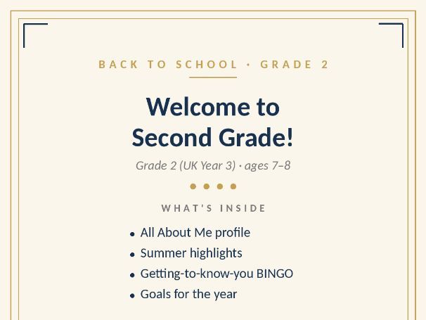 Second Grade - Back to School - First week