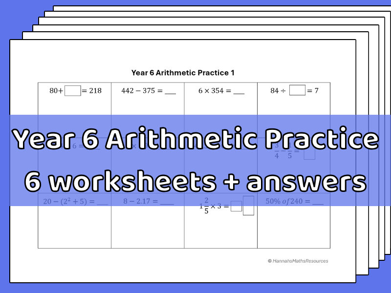 Year 6 Arithmetic Practice Worksheets