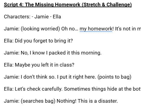 2 person scripts with freeze frame and thought tracking