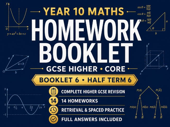 Year 10 Maths Homework Booklet – GCSE Higher Core – Half Term 6 with Answers
