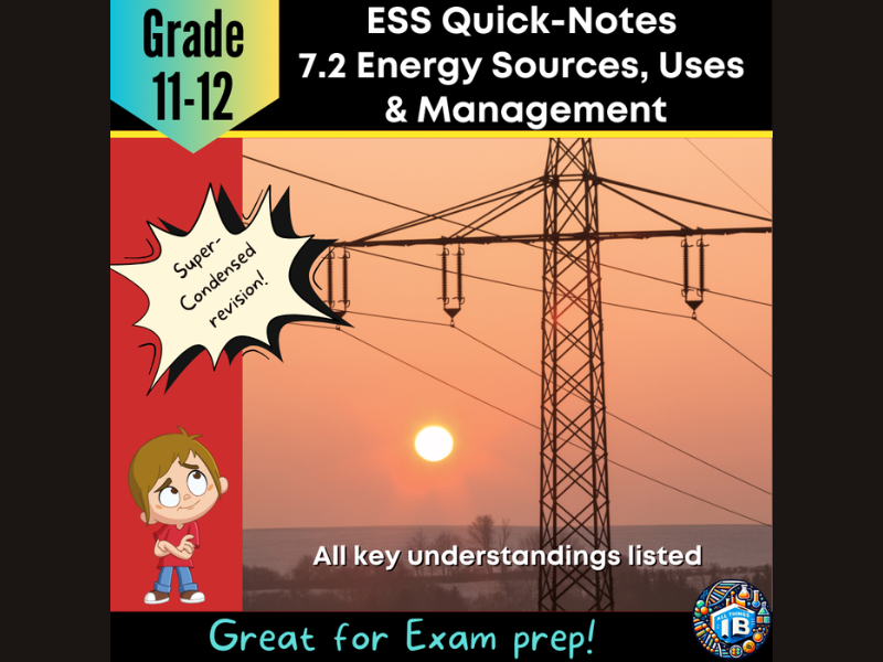 IB DP ESS 7.2: Energy Sources Condensed Revision Outline 2026