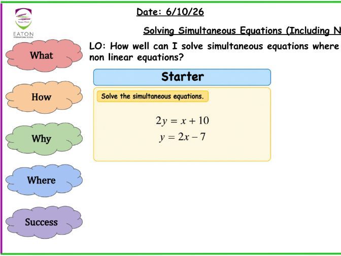 Solving Advanced Simultaneous Equations Including Non - Linear (Improved Slides)