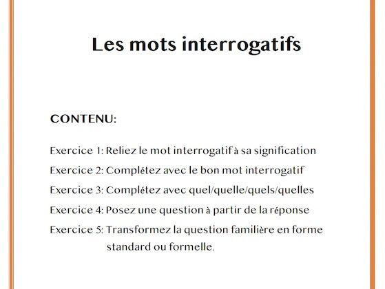 Question words worksheet (mots interrogatifs)