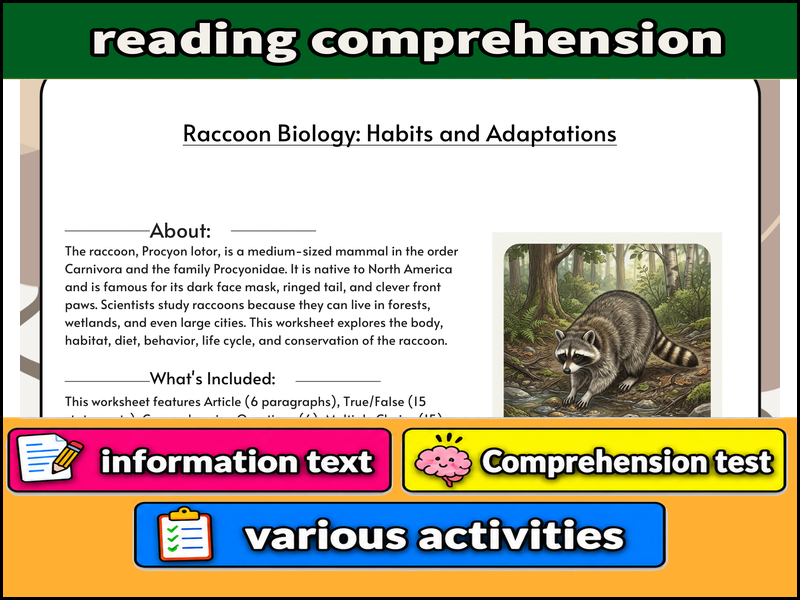 Raccoon Biology: Habits and Adaptations & Comprehension Test