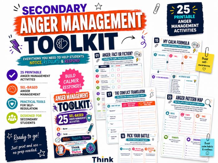 Anger Management Bundle | 25 Emotional Regulation Activities