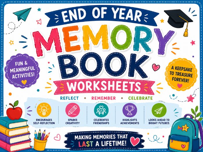 End of Year Memory Book Worksheets | Student Reflection Activities