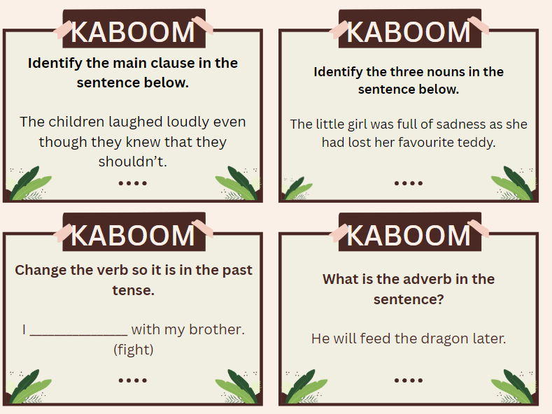 Kaboom SPAG game Year 6 - SATS revision