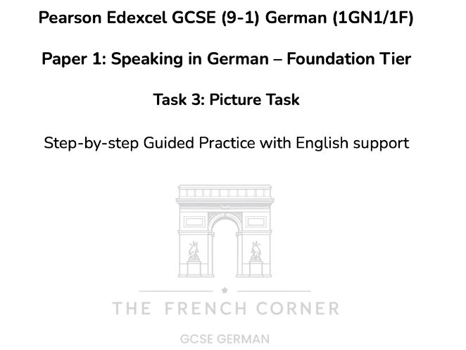 Pearson Edexcel GCSE German (1GN1/1F) – Speaking Task 3: Picture task – Foundation Tier 2026 onwards