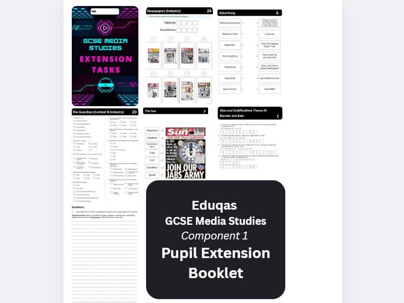 Eduqas GCSE Media Studies Component 1 – Full Pupil Extension Task Booklet