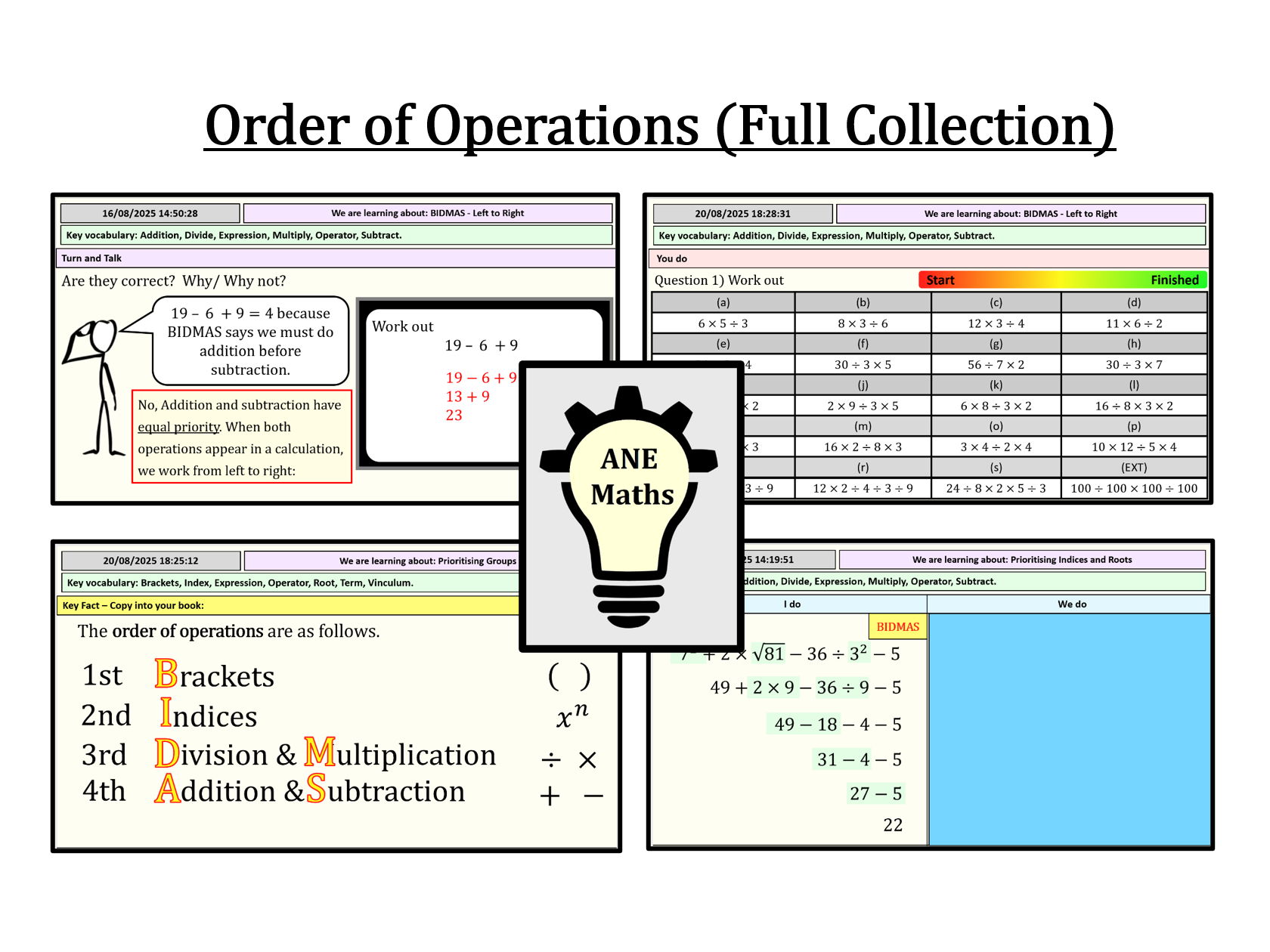 The Order of Operations BIDMAS (Full Collection)