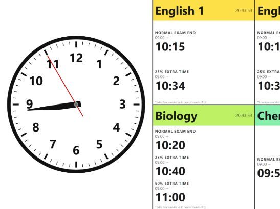 Multiple Exam Clock for Exam Halls