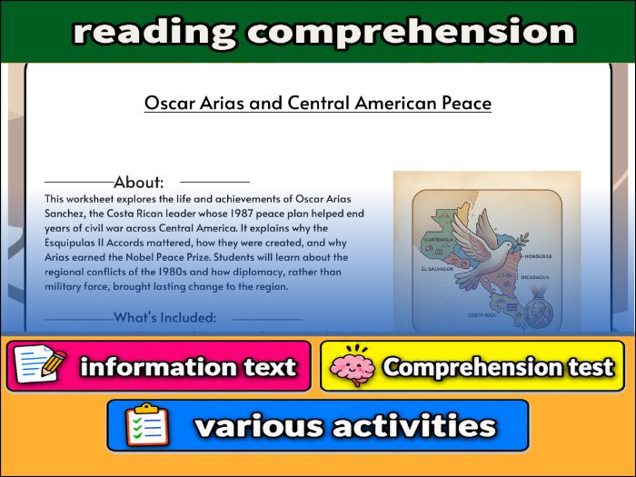 Oscar Arias and Central American Peace  & Comprehension Test