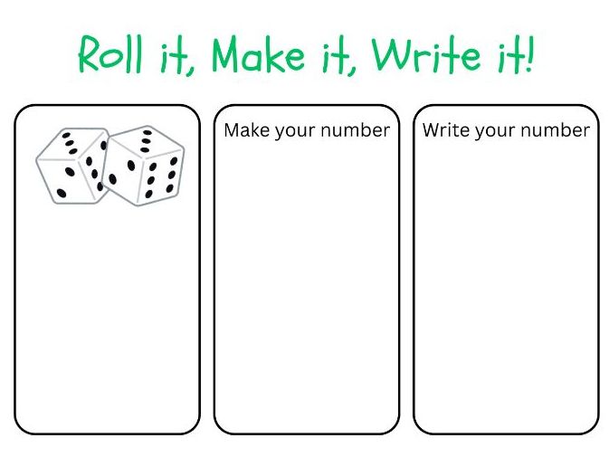 Roll it, Make it, Write it - Maths Game