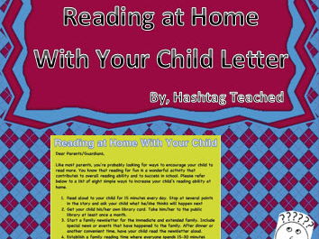 Reading at home with your child letter