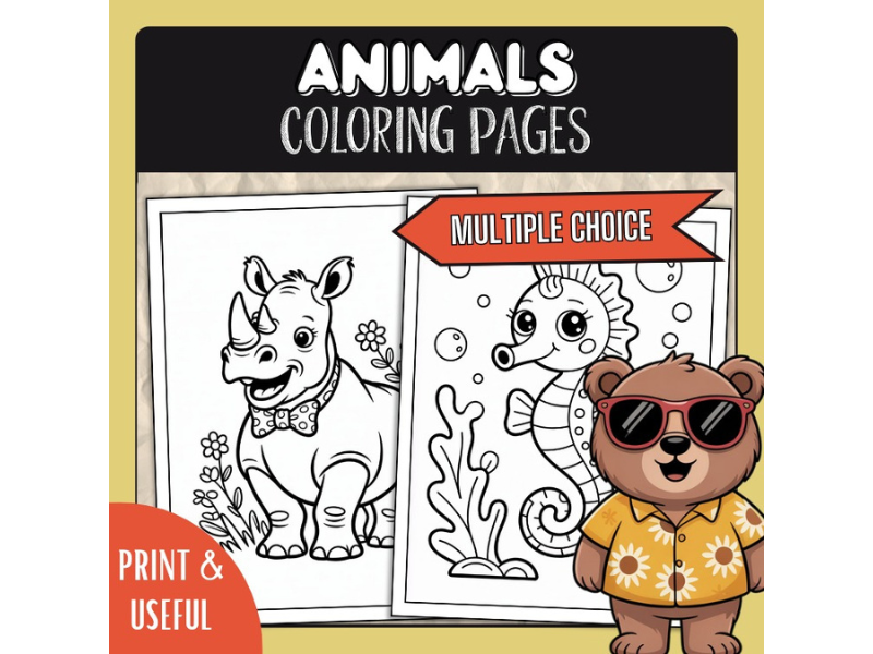 Cute Animals Coloring Sheets | Preschool Animal Coloring Sheets