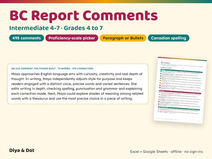 BC Report Comments 4-7 Proficiency Scale