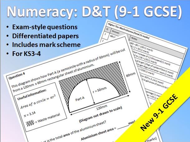 Numeracy in D&T: Exam Style Question Papers (New 9-1 GCSE)