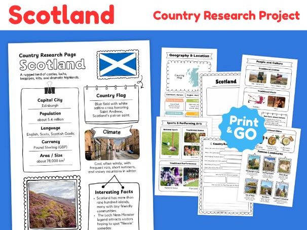 Scotland Country Study Worksheets | Geography & Culture