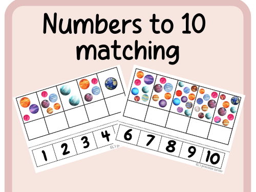 Numbers to 10 count and match- Space theme