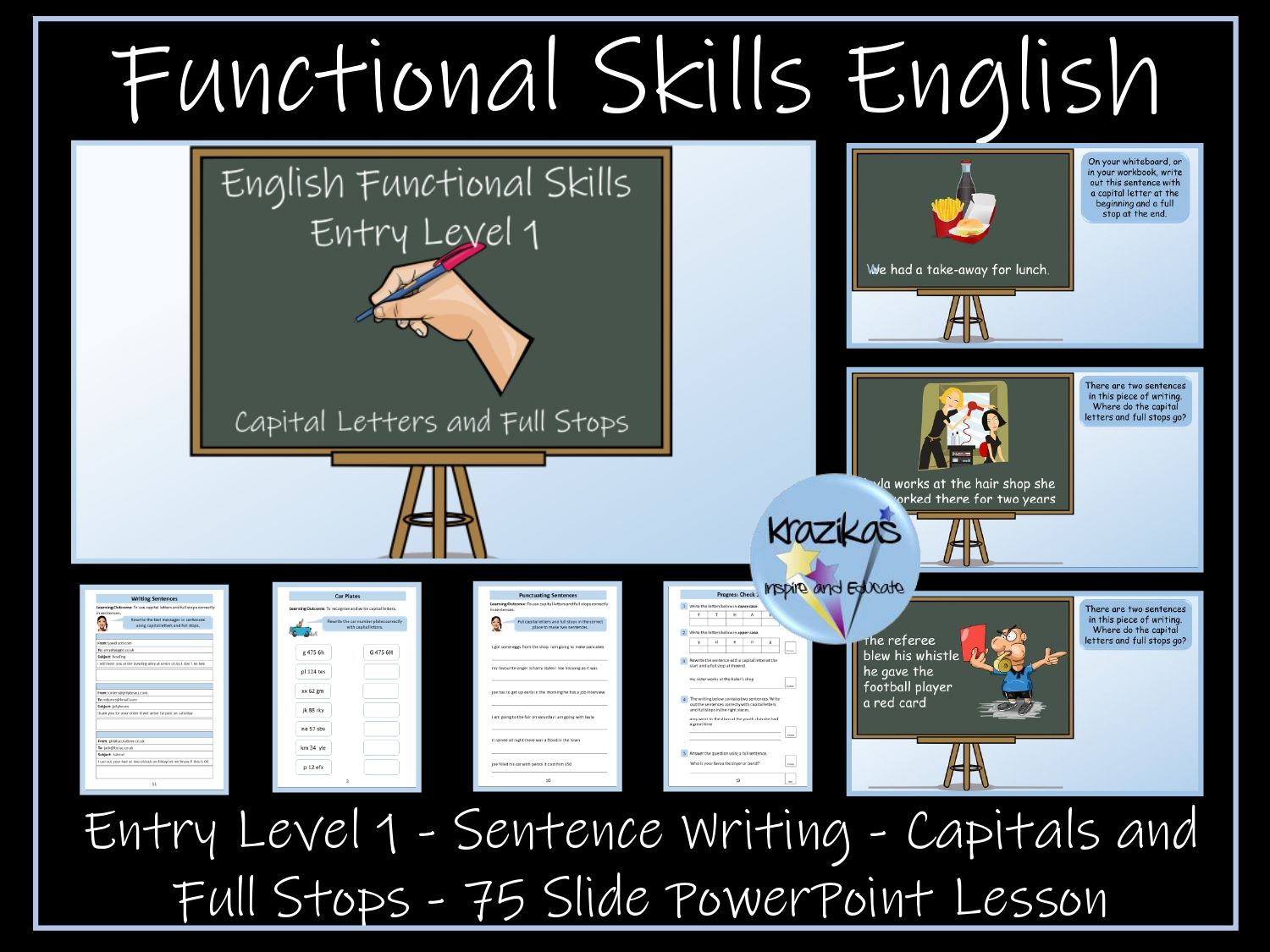 English Functional Skills - Entry Level 1 Writing - Capital Letters and Full Stops