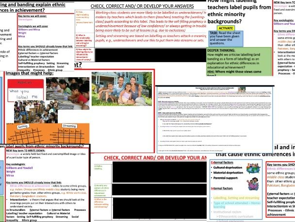 AQA GCSE Sociology Education: Ethnic differences in Educational Achievement - Labelling