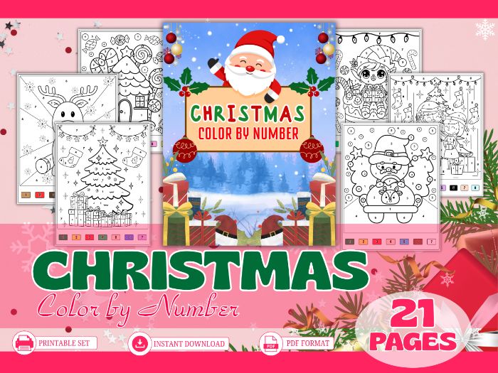 Christmas Color By Number Advanced Holiday Coloring Pages