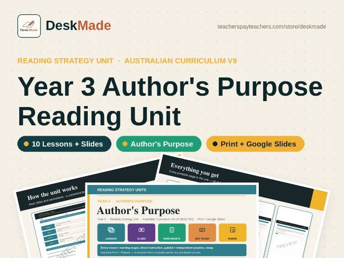 Year 3 Author's Purpose Reading Unit | Australian Curriculum V9