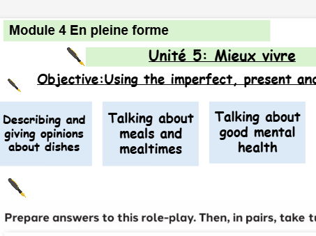 New French AQA Higher GCSE Module 4 En pleine forme Unit 5 Mieux Vivre
