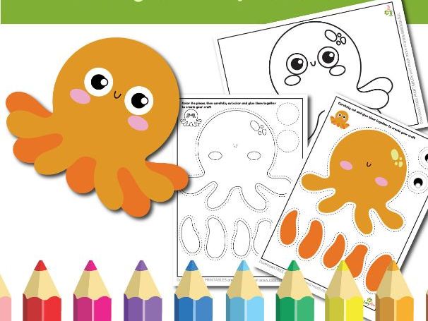 Octopus Art & Craft Printable Pack | Build an Octopus – Cut, Color, and Glue Activity for Kids